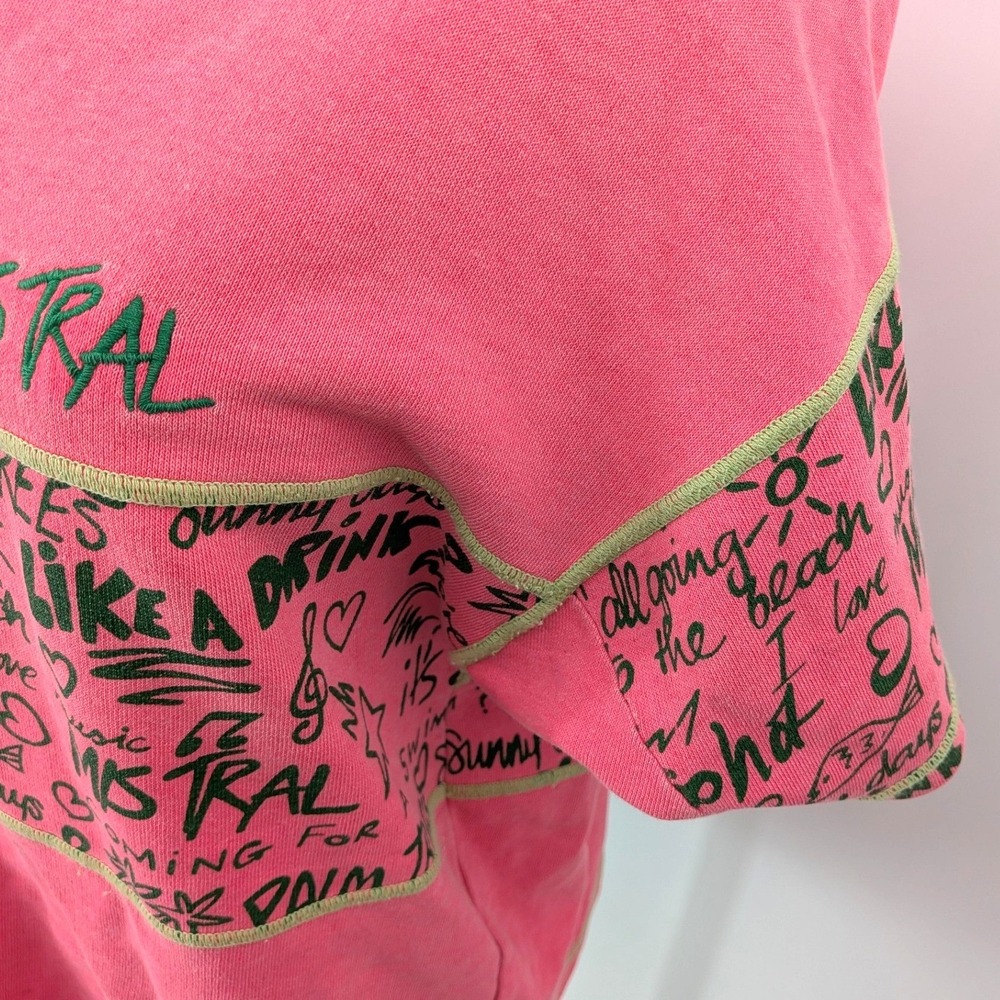 Vintage 90s‎ Surfcore Graphic Tee Pink Mistral Cotton Top S - Picture 9 of 10